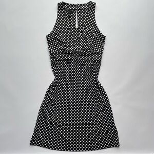 INC International Concepts Black and White Dotted Midi Dress